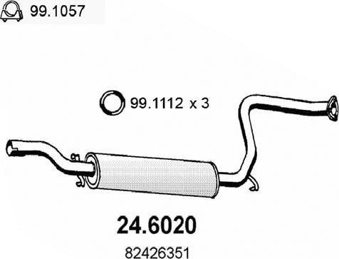 ASSO 24.6020 - Vidējais izpl. gāzu trokšņa slāpētājs autodraugiem.lv