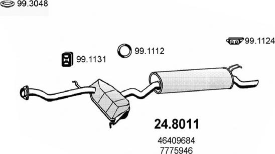 ASSO 24.8011 - Vidējais / Gala izpl. gāzu trokšņa slāpētājs autodraugiem.lv