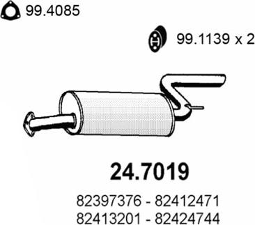 ASSO 24.7019 - Izplūdes gāzu trokšņa slāpētājs (pēdējais) autodraugiem.lv