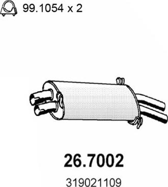 ASSO 26.7002 - Izplūdes gāzu trokšņa slāpētājs (pēdējais) autodraugiem.lv