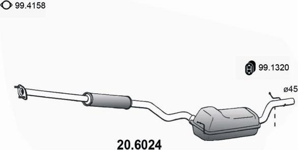 ASSO 20.6024 - Vidējais izpl. gāzu trokšņa slāpētājs autodraugiem.lv