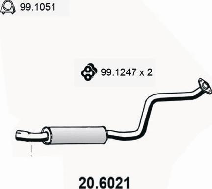 ASSO 20.6021 - Vidējais izpl. gāzu trokšņa slāpētājs autodraugiem.lv