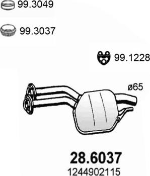 ASSO 28.6037 - Vidējais izpl. gāzu trokšņa slāpētājs autodraugiem.lv
