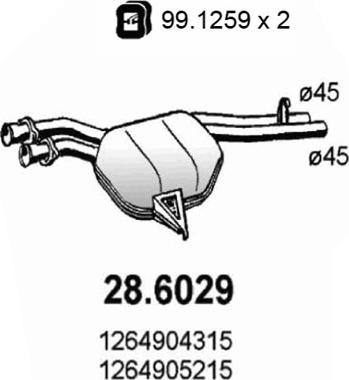 ASSO 28.6029 - Vidējais izpl. gāzu trokšņa slāpētājs autodraugiem.lv