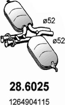 ASSO 28.6025 - Vidējais izpl. gāzu trokšņa slāpētājs autodraugiem.lv