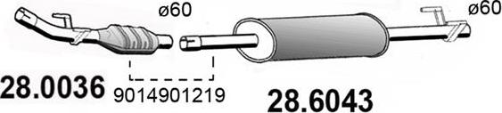 ASSO 28.6043 - Vidējais izpl. gāzu trokšņa slāpētājs autodraugiem.lv