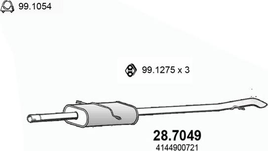 ASSO 28.7049 - Izplūdes gāzu trokšņa slāpētājs (pēdējais) autodraugiem.lv