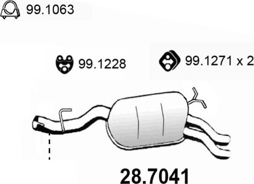 ASSO 28.7041 - Izplūdes gāzu trokšņa slāpētājs (pēdējais) autodraugiem.lv