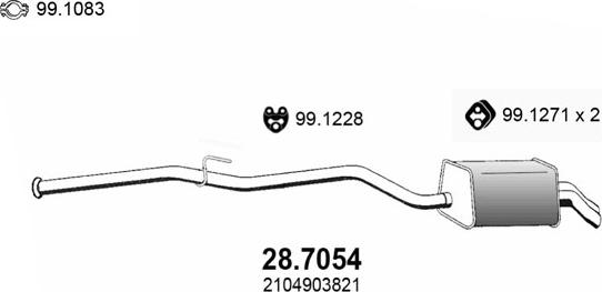 ASSO 28.7054 - Izplūdes gāzu trokšņa slāpētājs (pēdējais) autodraugiem.lv