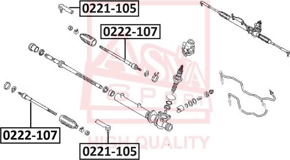 ASVA 0222-107 - Aksiālais šarnīrs, Stūres šķērsstiepnis autodraugiem.lv