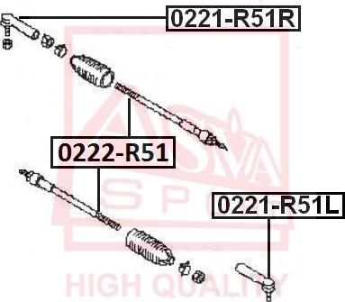 ASVA 0222-R51 - Aksiālais šarnīrs, Stūres šķērsstiepnis autodraugiem.lv