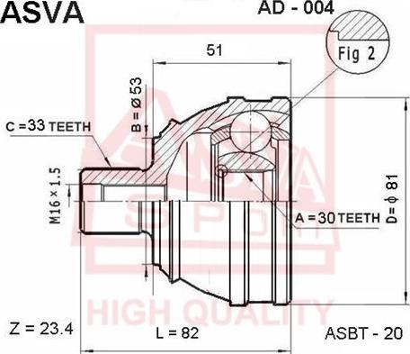 ASVA AD-004 - Šarnīru komplekts, Piedziņas vārpsta autodraugiem.lv