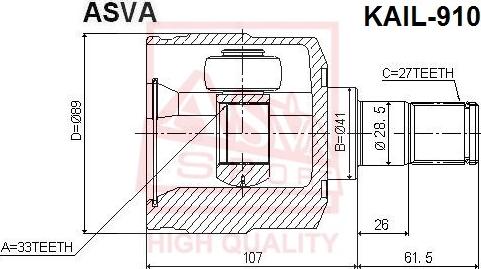 ASVA KAIL-910 - Šarnīru komplekts, Piedziņas vārpsta autodraugiem.lv