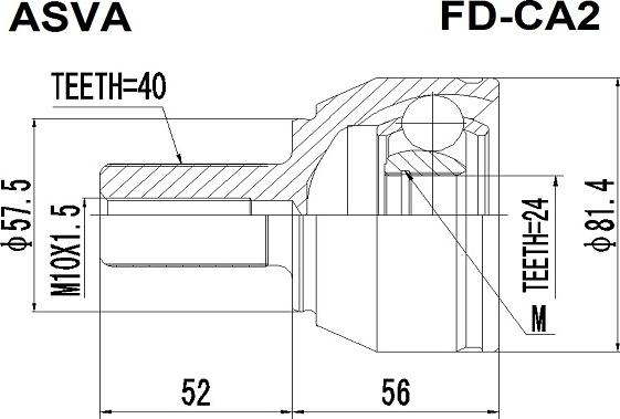 ASVA FD-CA2 - Šarnīru komplekts, Piedziņas vārpsta autodraugiem.lv