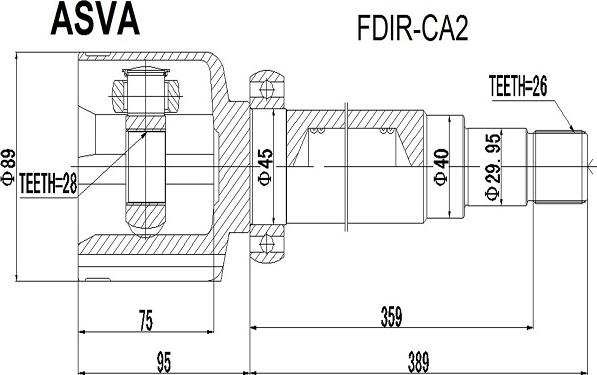ASVA FDIR-CA2 - Šarnīru komplekts, Piedziņas vārpsta autodraugiem.lv