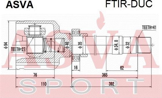 ASVA FTIR-DUC - Šarnīru komplekts, Piedziņas vārpsta autodraugiem.lv