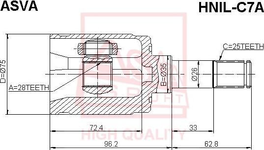 ASVA HNIL-C7A - Šarnīru komplekts, Piedziņas vārpsta autodraugiem.lv