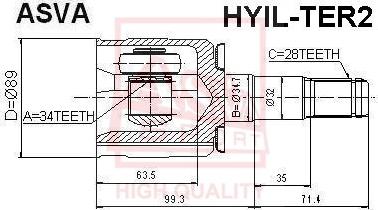 ASVA HYIL-TER2 - Šarnīru komplekts, Piedziņas vārpsta autodraugiem.lv