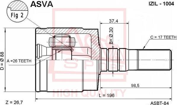 ASVA ISIL-1004 - Šarnīru komplekts, Piedziņas vārpsta autodraugiem.lv