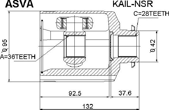 ASVA KAIL-NSR - Šarnīru komplekts, Piedziņas vārpsta autodraugiem.lv