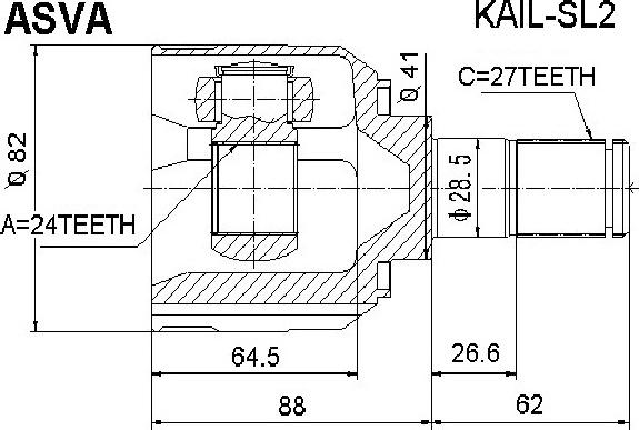 ASVA KAIL-SL2 - Šarnīru komplekts, Piedziņas vārpsta autodraugiem.lv