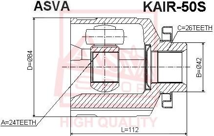 ASVA KAIR-50S - Šarnīru komplekts, Piedziņas vārpsta autodraugiem.lv