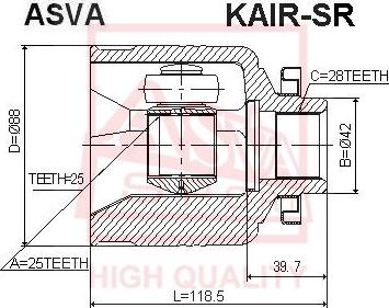 ASVA KAIR-SR - Šarnīru komplekts, Piedziņas vārpsta autodraugiem.lv