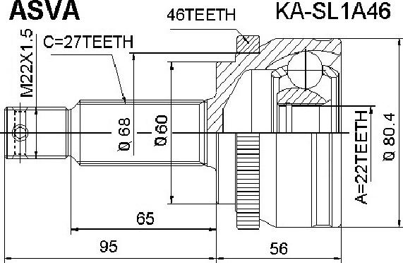 ASVA KA-SL1A46 - Šarnīru komplekts, Piedziņas vārpsta autodraugiem.lv