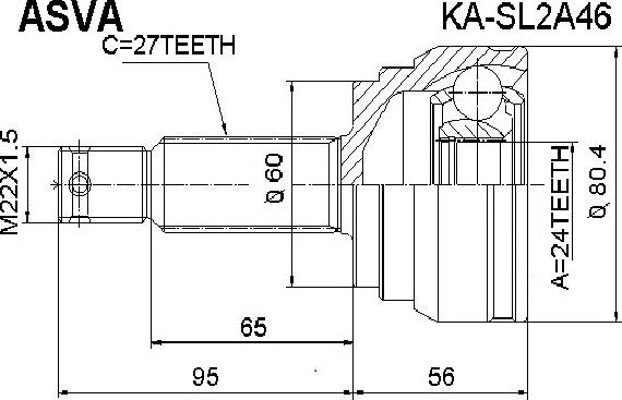 ASVA KA-SL2A46 - Šarnīru komplekts, Piedziņas vārpsta autodraugiem.lv