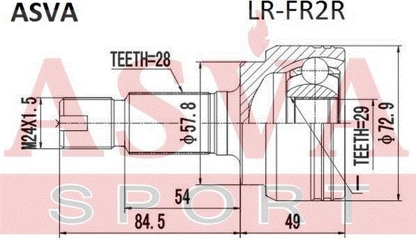 ASVA LR-FR2R - Šarnīru komplekts, Piedziņas vārpsta autodraugiem.lv