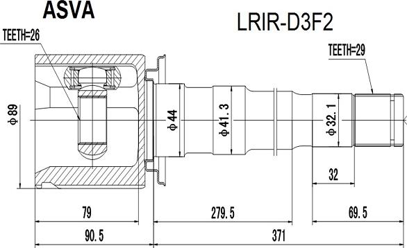 ASVA LRIR-D3F2 - Šarnīru komplekts, Piedziņas vārpsta autodraugiem.lv