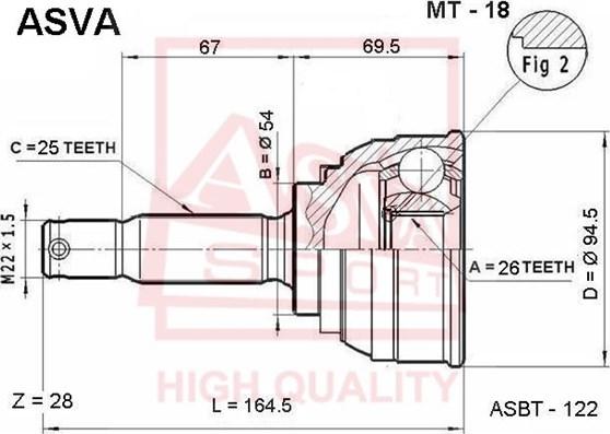 ASVA MT-18 - Šarnīru komplekts, Piedziņas vārpsta autodraugiem.lv