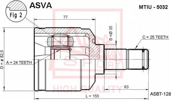 ASVA MTIU-5032 - Šarnīru komplekts, Piedziņas vārpsta autodraugiem.lv