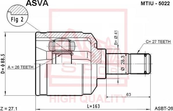 ASVA MTIU-5022 - Šarnīru komplekts, Piedziņas vārpsta autodraugiem.lv