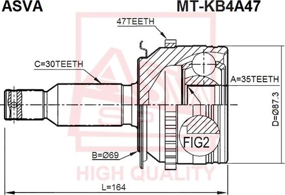 ASVA MT-KB4A47 - Šarnīru komplekts, Piedziņas vārpsta autodraugiem.lv