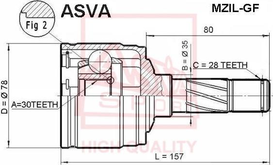 ASVA MZIL-GF - Šarnīru komplekts, Piedziņas vārpsta autodraugiem.lv