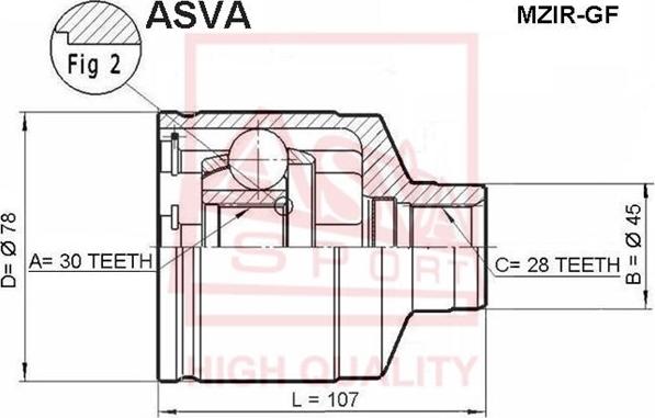 ASVA MZIR-GF - Šarnīru komplekts, Piedziņas vārpsta autodraugiem.lv