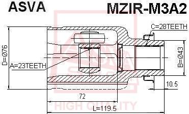 ASVA MZIR-M3A2 - Šarnīru komplekts, Piedziņas vārpsta autodraugiem.lv