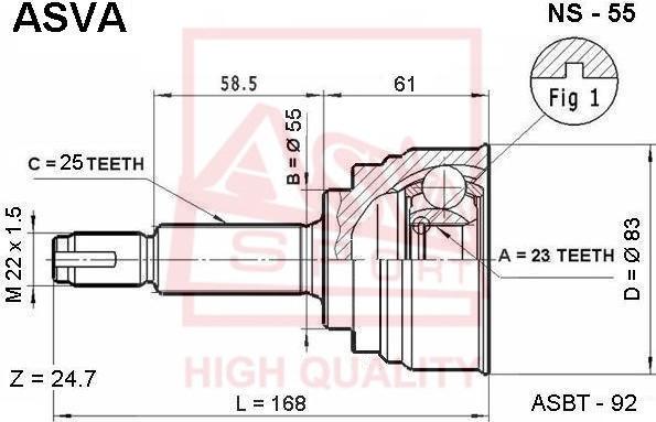 ASVA NS-55 - Šarnīru komplekts, Piedziņas vārpsta autodraugiem.lv