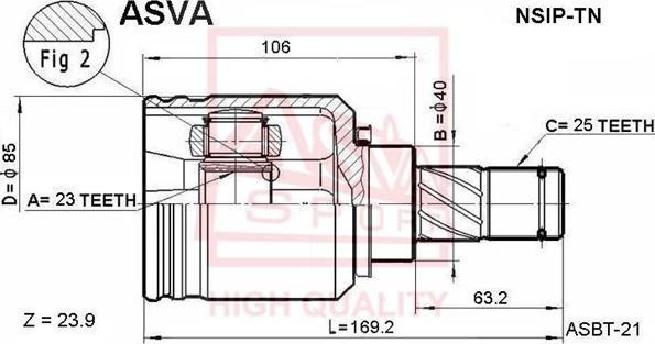 ASVA NSIP-TN - Šarnīru komplekts, Piedziņas vārpsta autodraugiem.lv