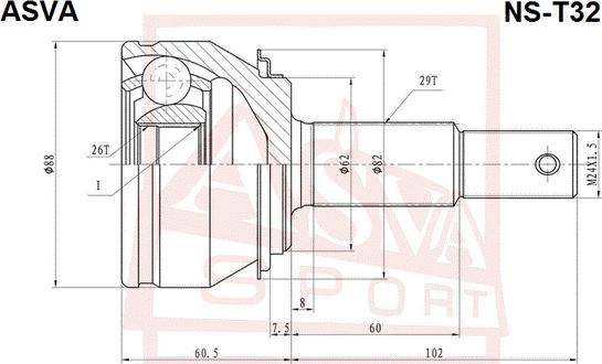 ASVA NS-T32 - Šarnīru komplekts, Piedziņas vārpsta autodraugiem.lv