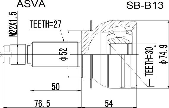 ASVA SB-B13 - Šarnīru komplekts, Piedziņas vārpsta autodraugiem.lv