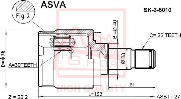 ASVA SK-3-5010 - Šarnīru komplekts, Piedziņas vārpsta autodraugiem.lv