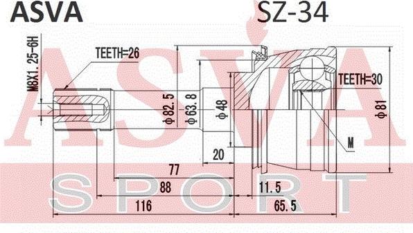 ASVA SZ-34 - Šarnīru komplekts, Piedziņas vārpsta autodraugiem.lv