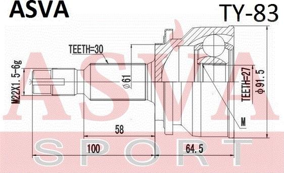 ASVA TY-83 - Šarnīru komplekts, Piedziņas vārpsta autodraugiem.lv