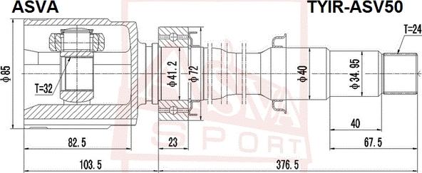 ASVA TYIR-ASV50 - Šarnīru komplekts, Piedziņas vārpsta autodraugiem.lv