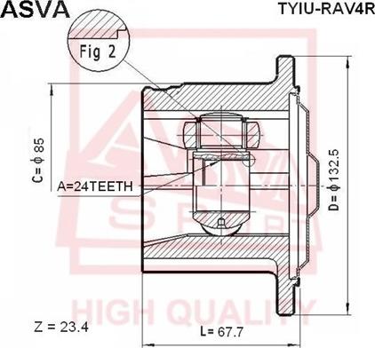 ASVA TYIU-RAV4R - Šarnīru komplekts, Piedziņas vārpsta autodraugiem.lv