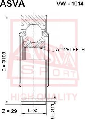 ASVA VW-1014 - Šarnīru komplekts, Piedziņas vārpsta autodraugiem.lv