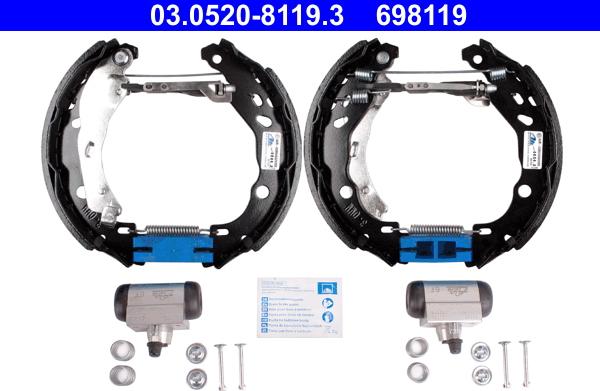 ATE 03.0520-8119.3 - Bremžu loku komplekts autodraugiem.lv