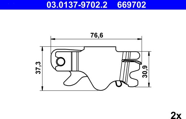ATE 03.0137-9702.2 - Piederumu komplekts, Stāvbremzes mehānisma bremžu loks autodraugiem.lv